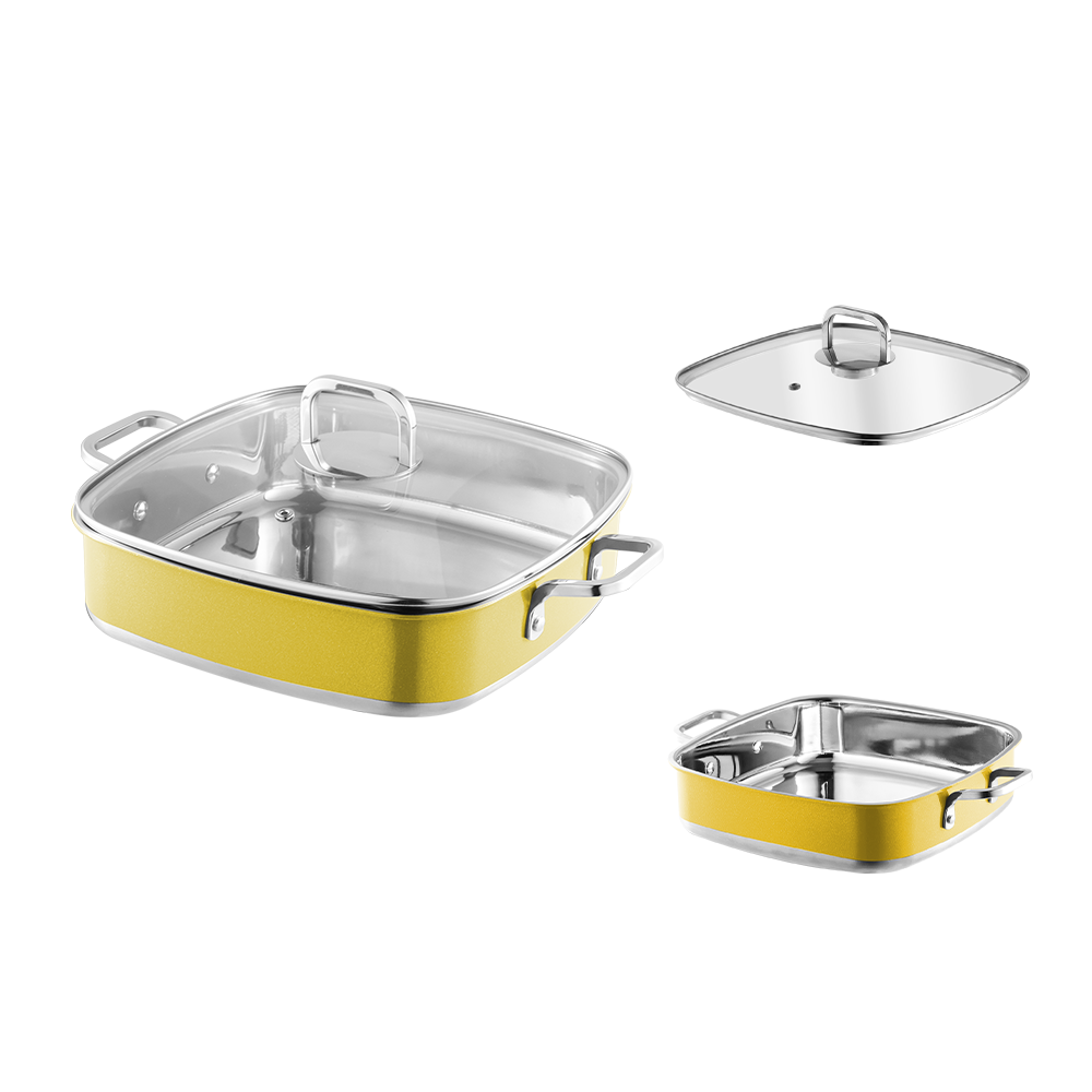 Yapamit square stainless steel 3 ply peralatan masak set dapur pot dapur pot