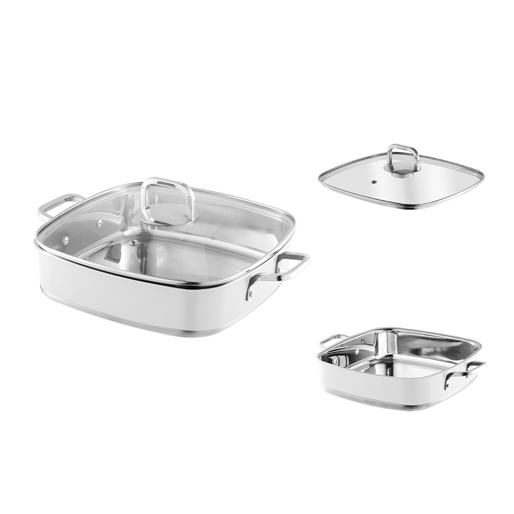 Yapamit square stainless steel 3 ply peralatan masak set dapur pot dapur pot