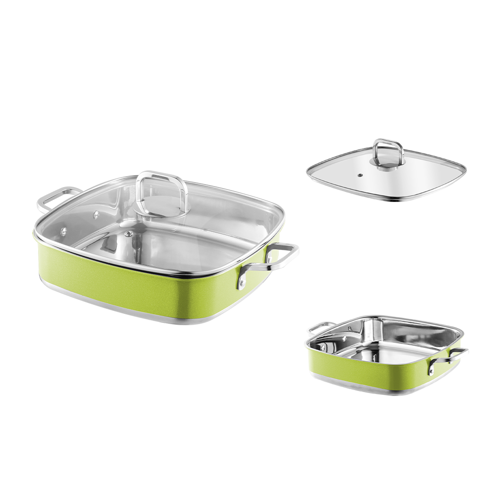 Yapamit square stainless steel 3 ply peralatan masak set dapur pot dapur pot