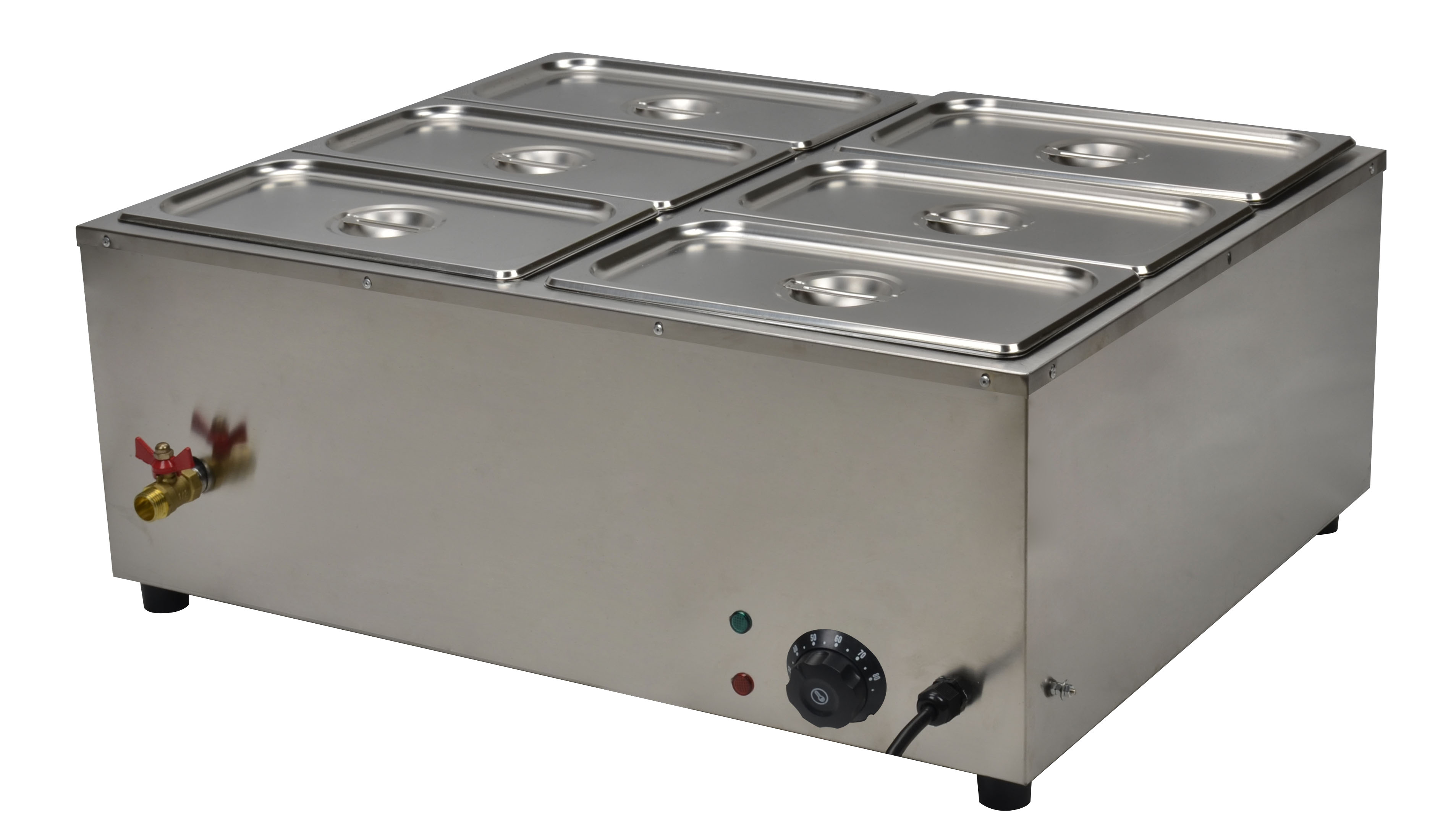 Penghangat Makanan Komersial, Meja Prasmanan Bain Marie Baja Tahan Karat dengan Kontrol Suhu & Tutup untuk Pesta, Katering, Restoran 110V